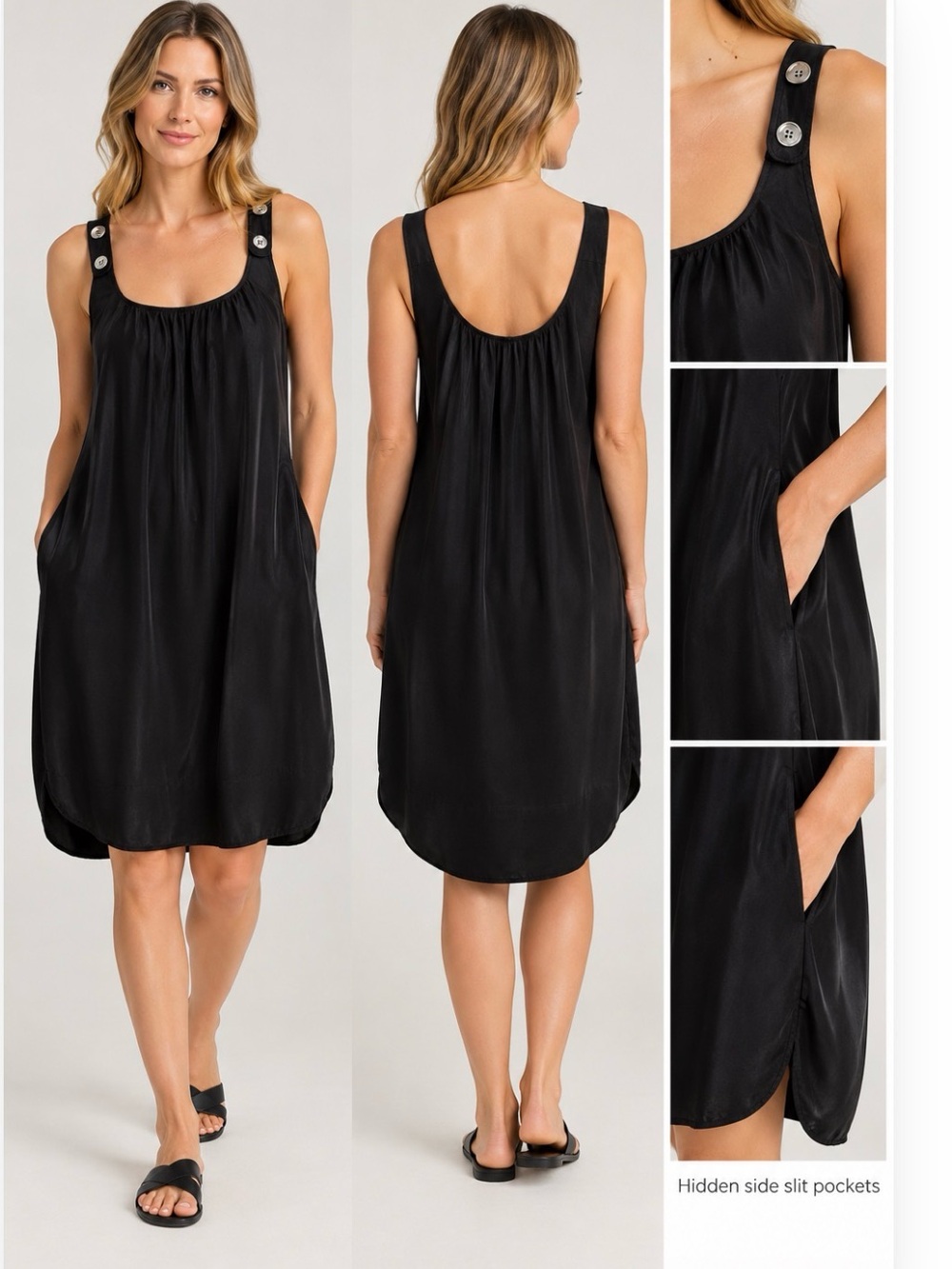 Wilfred Black Sleeveless Silk Shift Dress M